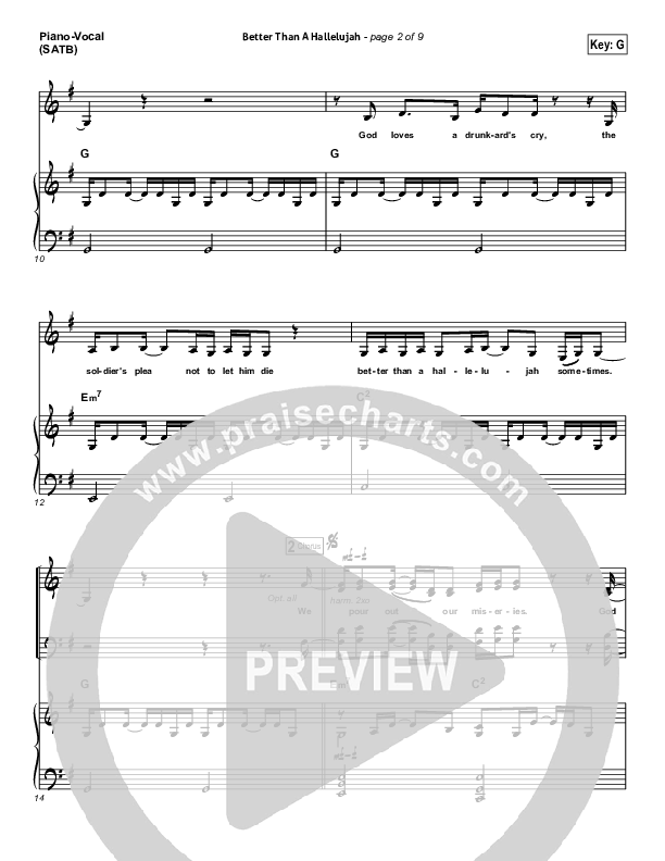 Better Than A Hallelujah Piano/Vocal (SATB) (Amy Grant)