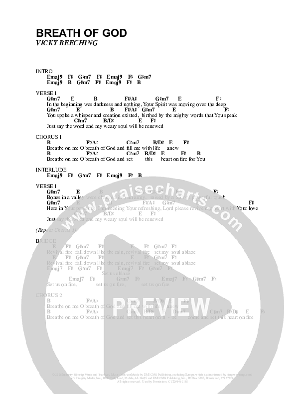Breath Of God Chords & Lyrics (Vicky Beeching)