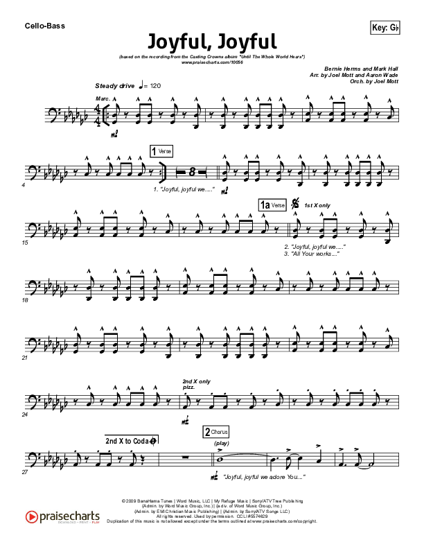 Joyful Joyful Cello/Bass (Casting Crowns)