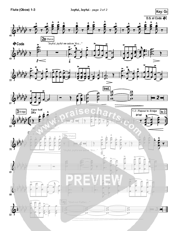 Joyful Joyful Flute/Oboe 1/2/3 (Casting Crowns)