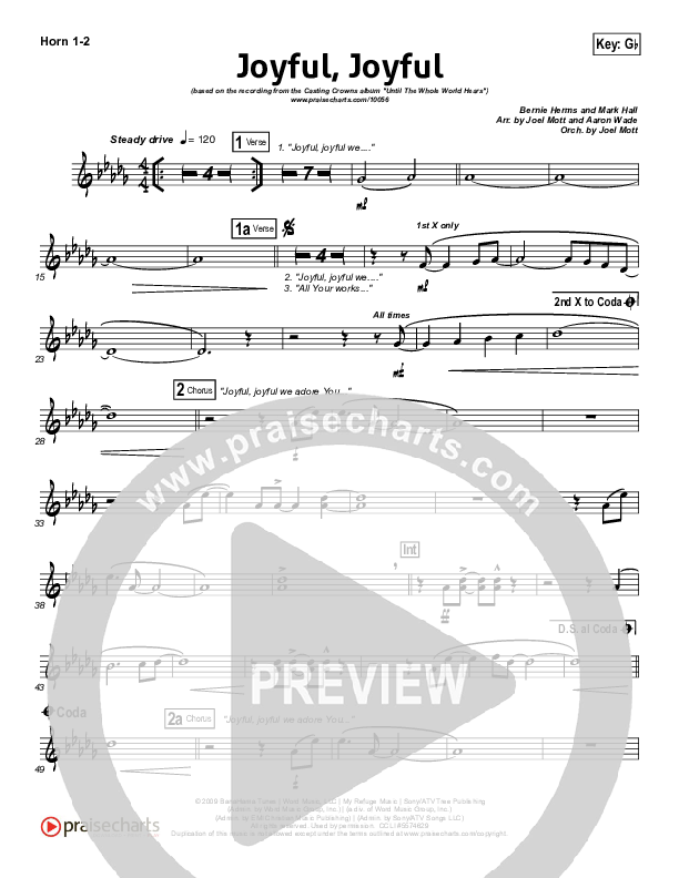 Joyful Joyful French Horn 1/2 (Casting Crowns)