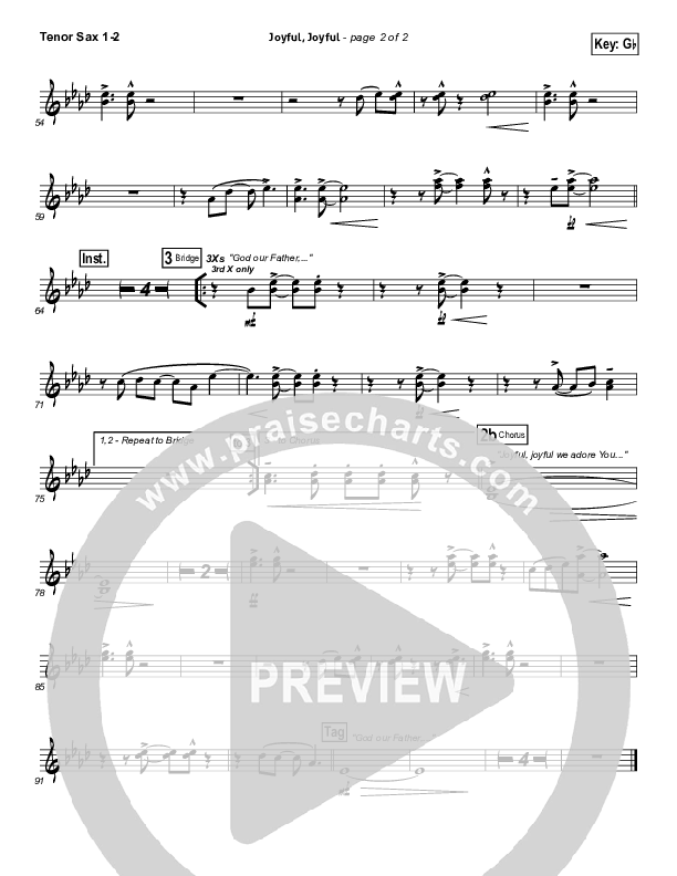 Joyful Joyful Tenor Sax 1/2 (Casting Crowns)
