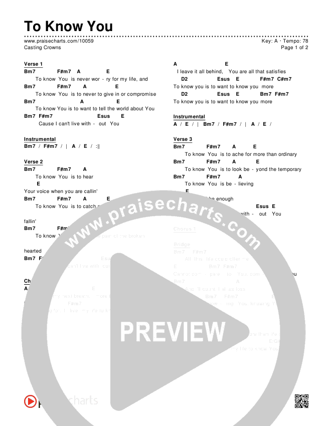 To Know You Chords & Lyrics (Casting Crowns)