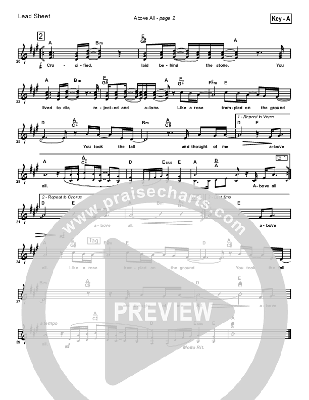 Above All Lead Sheet (SAT) (Lenny LeBlanc)