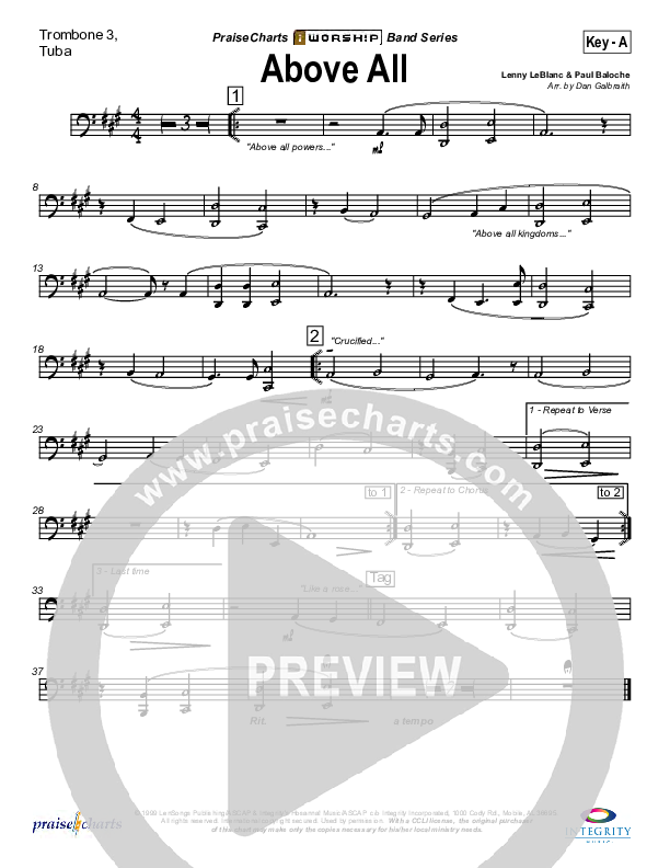 Above All Trombone 3/Tuba (Lenny LeBlanc)