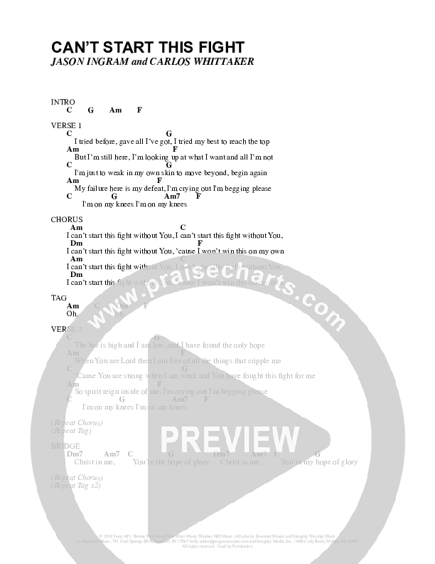 Can't Start This Fight Chord Chart (Carlos Whittaker)