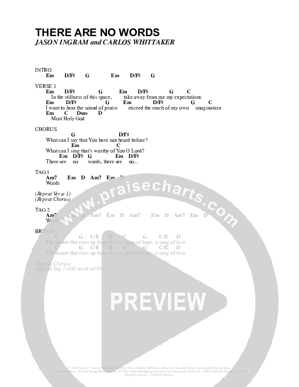 There Are No Words Chord Chart (Carlos Whittaker)