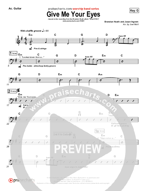 Give Me Your Eyes Acoustic Guitar (Brandon Heath)