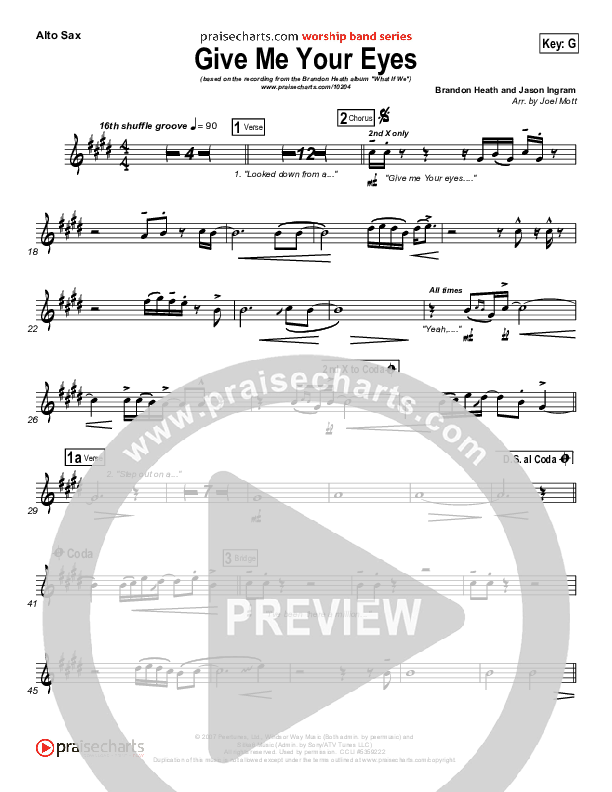 Give Me Your Eyes Alto Sax (Brandon Heath)