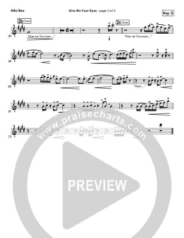 Give Me Your Eyes Alto Sax (Brandon Heath)