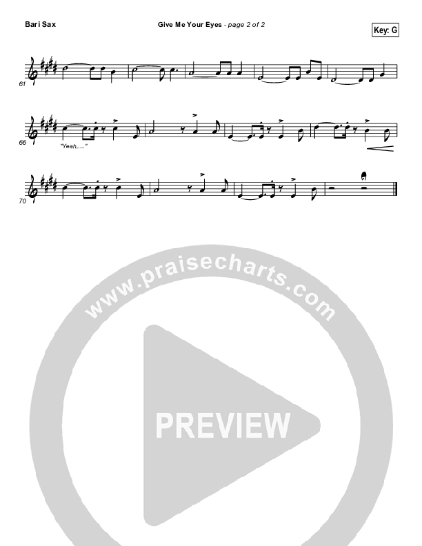 Give Me Your Eyes Bari Sax (Brandon Heath)