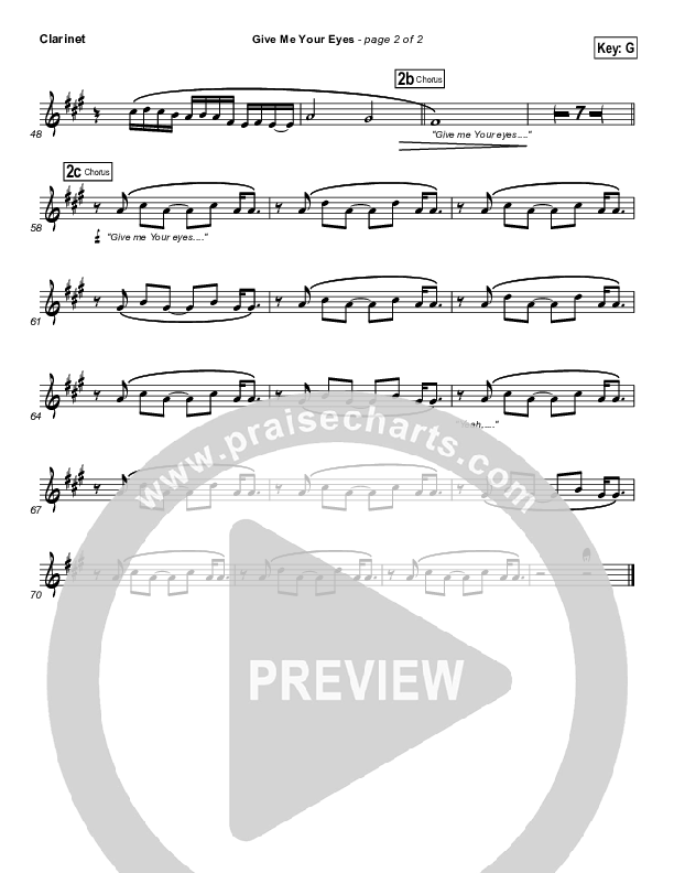 Give Me Your Eyes Clarinet (Brandon Heath)