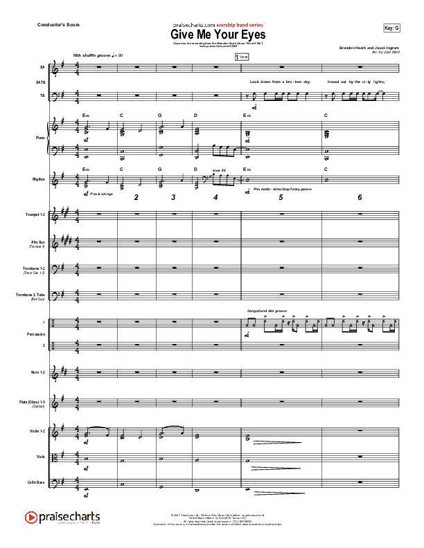 Give Me Your Eyes Conductor's Score (Brandon Heath)