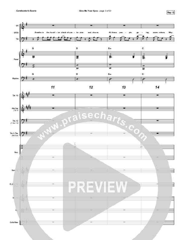 Give Me Your Eyes Conductor's Score (Brandon Heath)