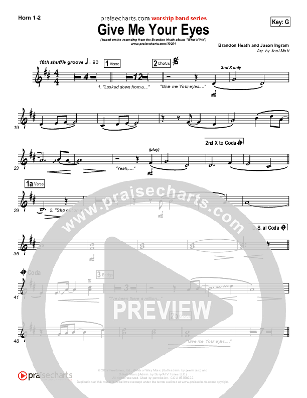 Give Me Your Eyes Brass Pack (Brandon Heath)