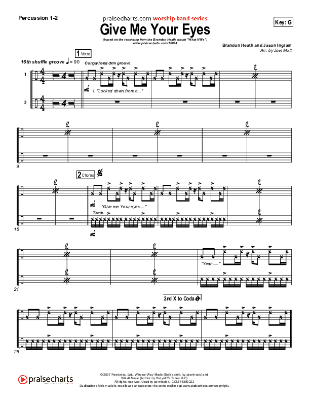 Give Me Your Eyes Percussion 1/2 (Brandon Heath)