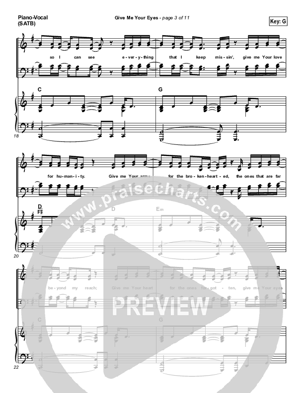 Give Me Your Eyes Piano/Vocal (Brandon Heath)