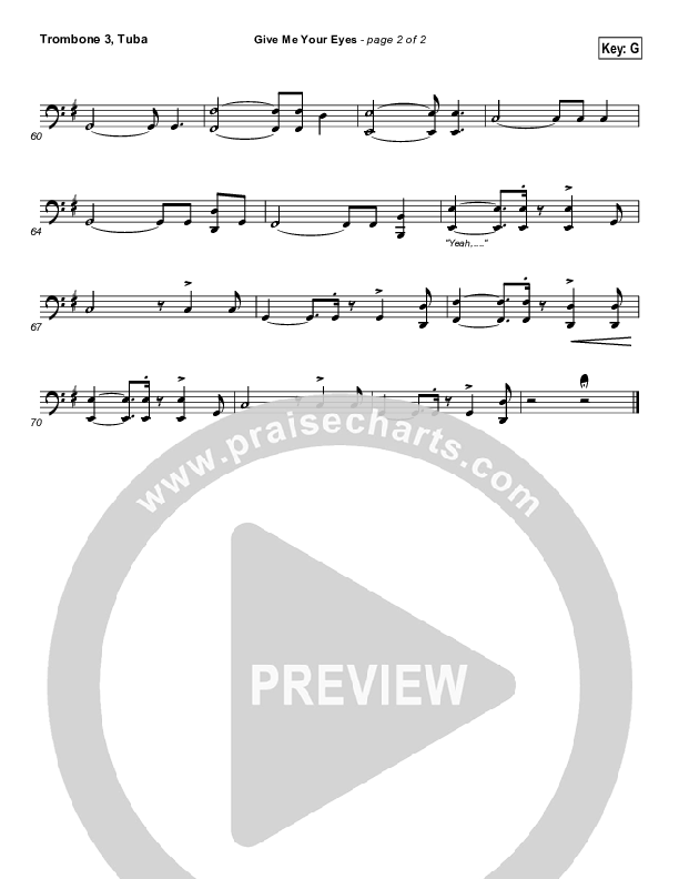 Give Me Your Eyes Trombone 3/Tuba (Brandon Heath)
