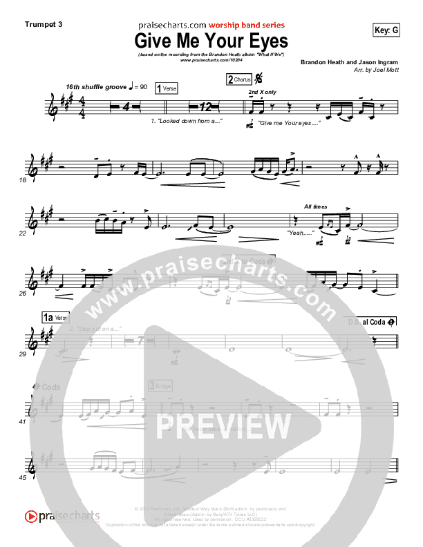 Give Me Your Eyes Trumpet 3 (Brandon Heath)