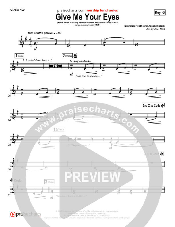 Give Me Your Eyes Violin 1/2 (Brandon Heath)