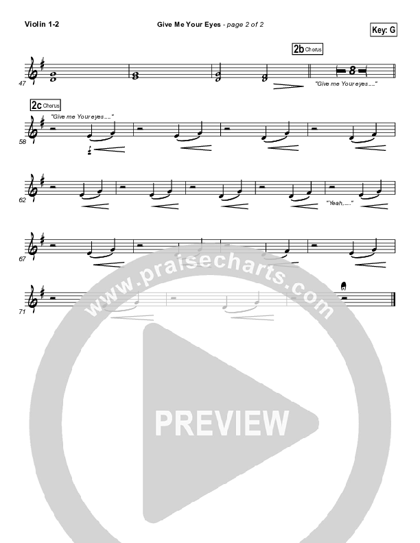 Give Me Your Eyes Violin 1/2 (Brandon Heath)