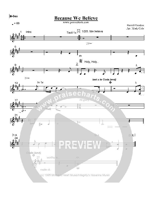 Because We Believe Bari Sax (Paul Baloche)