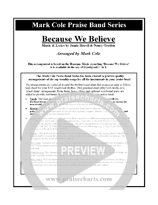 Because We Believe Cover Sheet (Paul Baloche)