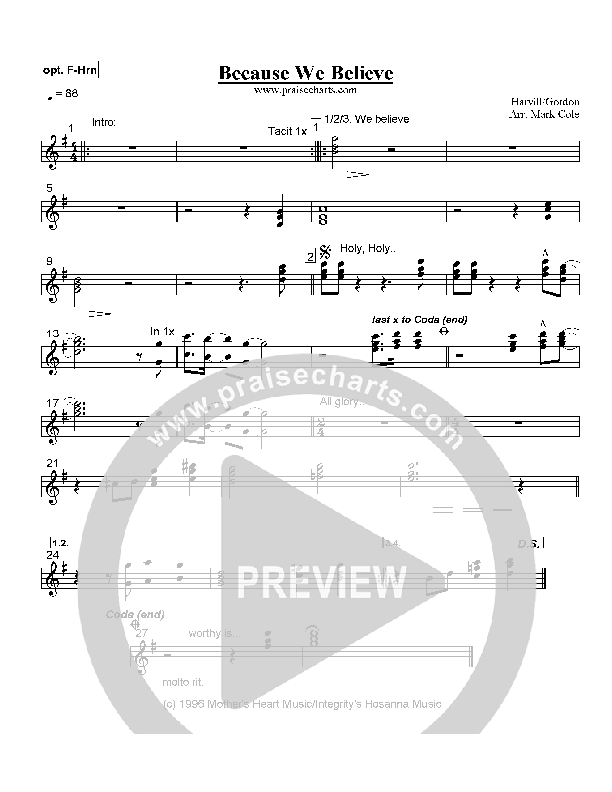 Because We Believe French Horn (Paul Baloche)