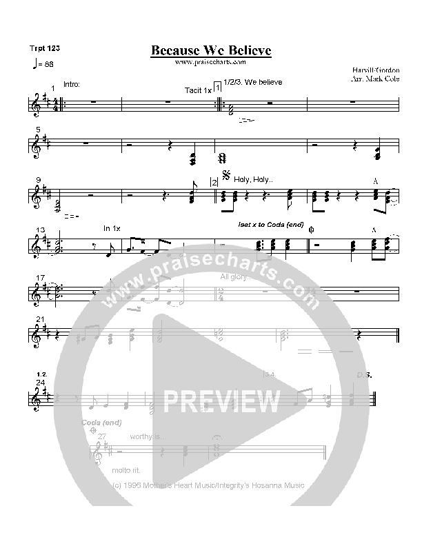 Because We Believe Trumpet 1/2/3 (Paul Baloche)