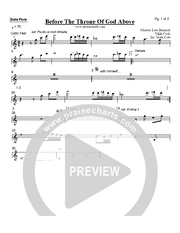 Before The Throne Of God Above Flute (Vikki Cook)