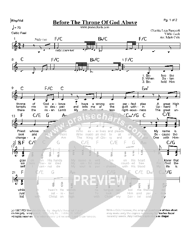 Before The Throne Of God Above Rhythm/Vocal (Vikki Cook)