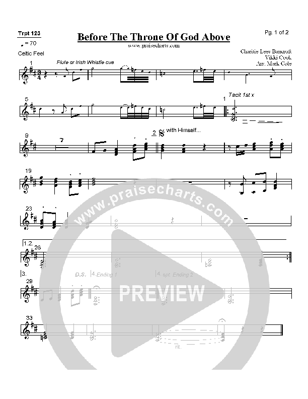 Before The Throne Of God Above Trumpet 1/2/3 (Vikki Cook)