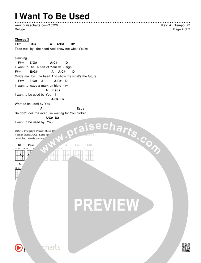 I Want To Be Used Chords & Lyrics (Deluge)
