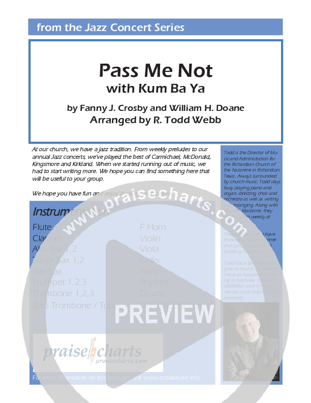 Pass Me Not (with Kum Ba Ya) (Instrumental) Cover Sheet (Todd Webb)