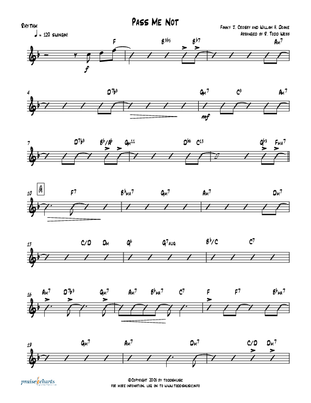 Pass Me Not (with Kum Ba Ya) (Instrumental) Rhythm Chart (Todd Webb)