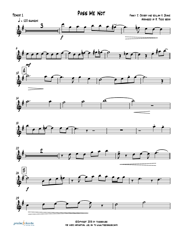 Pass Me Not (with Kum Ba Ya) (Instrumental) Tenor Sax 1/2 (Todd Webb)