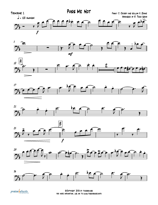 Pass Me Not (with Kum Ba Ya) (Instrumental) Trombone 1 (Todd Webb)