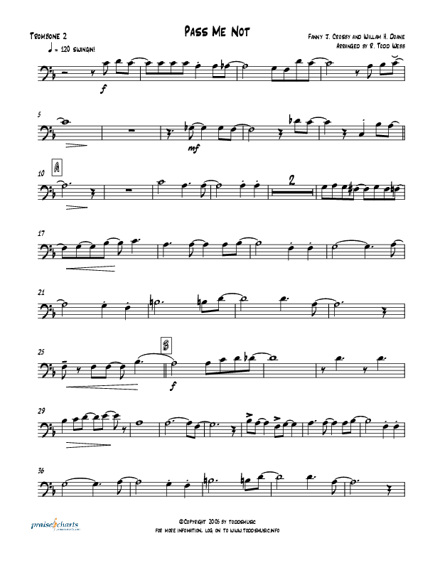 Pass Me Not (with Kum Ba Ya) (Instrumental) Trombone 2 (Todd Webb)