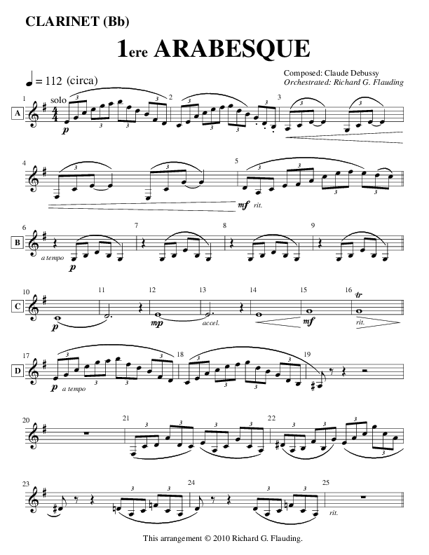 Arabesque 1 (Instrumental) Clarinet (Ric Flauding)