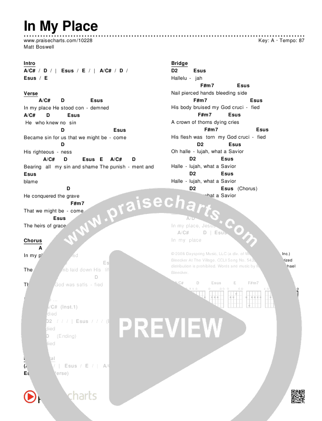 In My Place Chords & Lyrics (Matt Boswell)