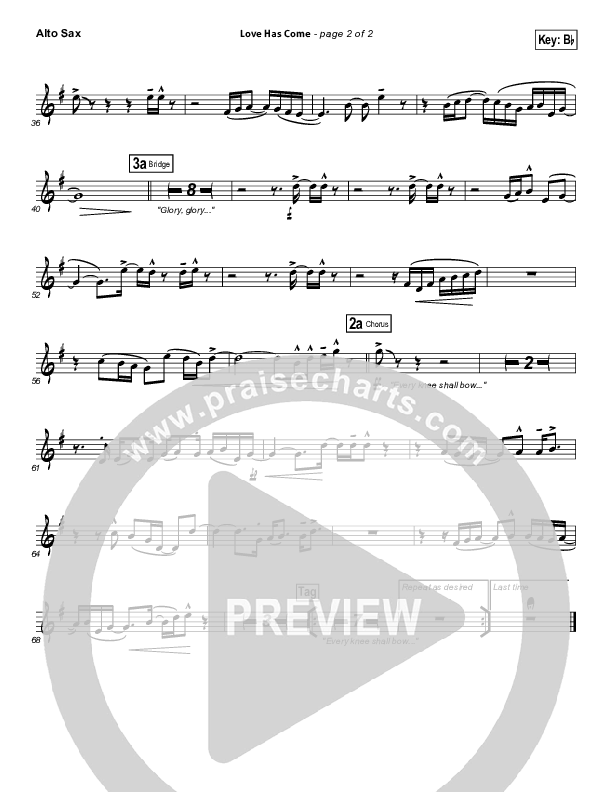 Love Has Come Alto Sax (Mark Schultz)