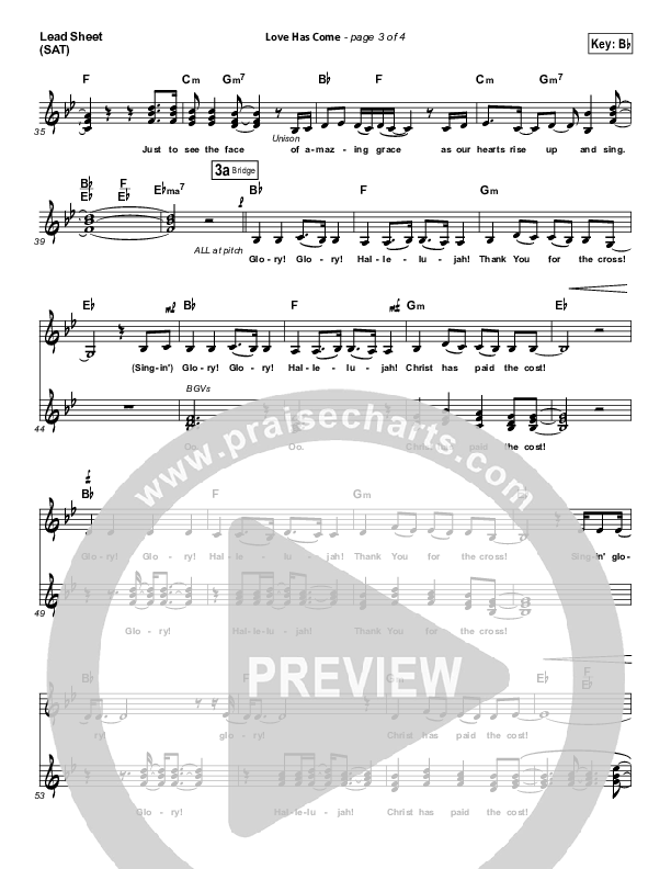 Love Has Come Lead Sheet (SAT) (Mark Schultz)