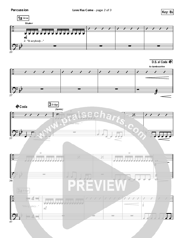 Love Has Come Percussion (Mark Schultz)