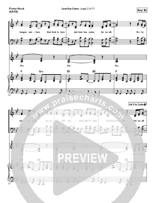 Love Has Come Piano/Vocal (SATB) (Mark Schultz)