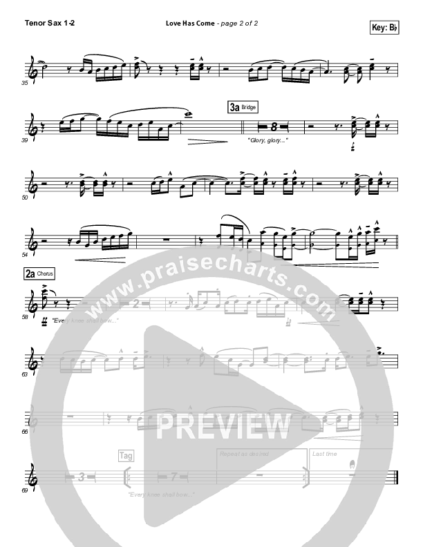 Love Has Come Tenor Sax 1/2 (Mark Schultz)