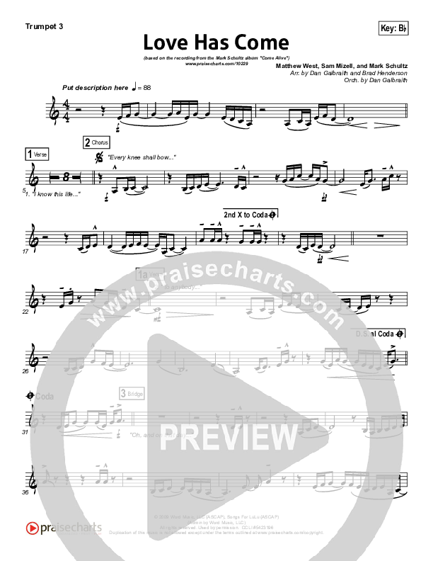 Love Has Come Trumpet 3 (Mark Schultz)