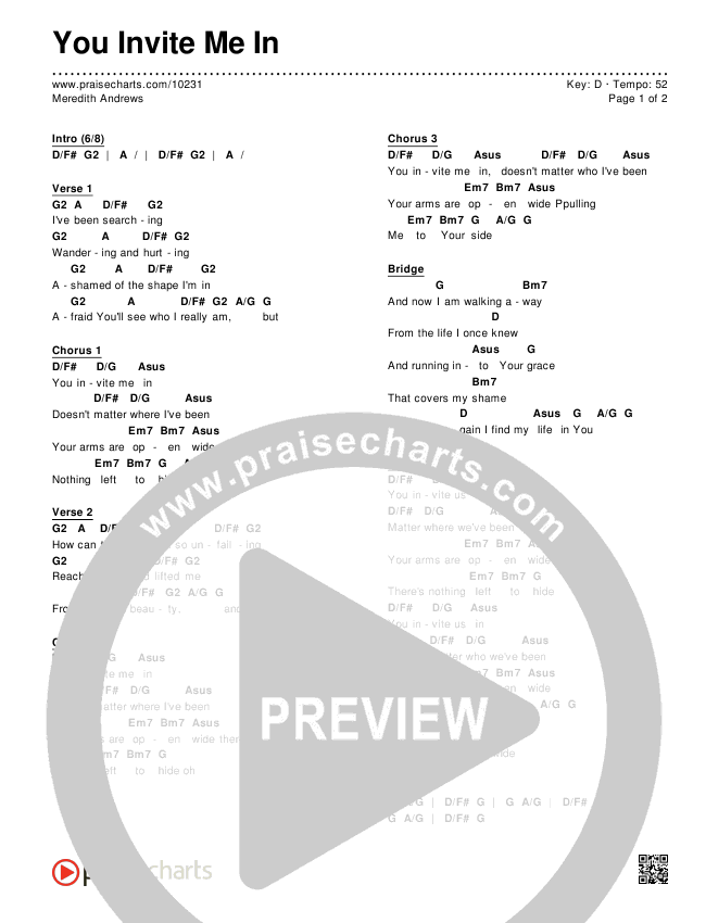 You Invite Me In Chords & Lyrics (Meredith Andrews)