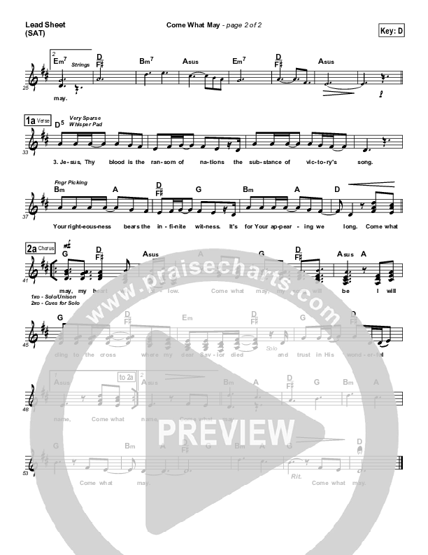 Come What May Lead Sheet (Matt Boswell)
