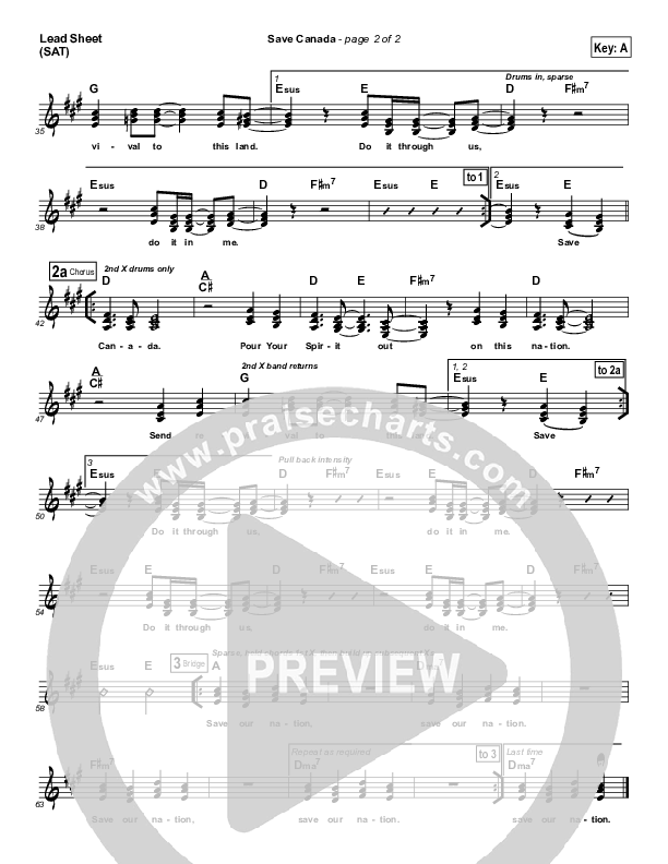 Save Canada Lead Sheet (Mike Guglielmucci)