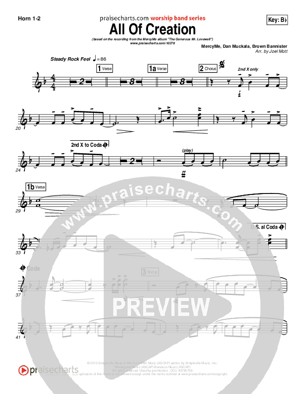 All Of Creation French Horn 1/2 (MercyMe)